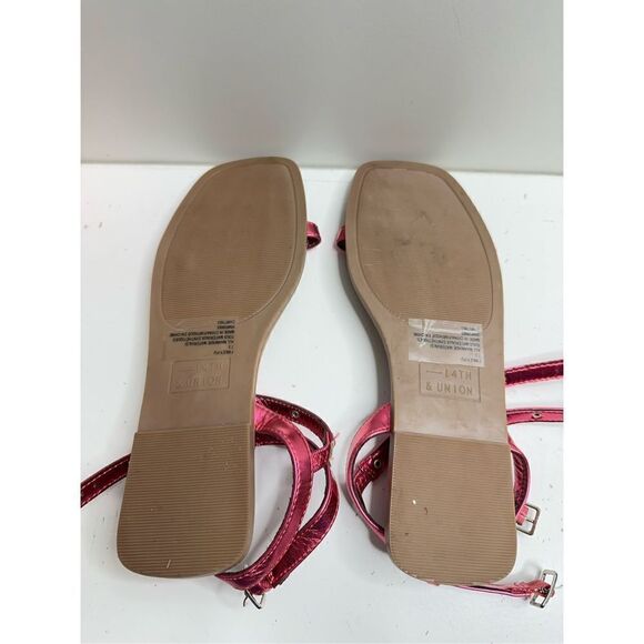 14th &‎ Union Sandals Womens Size 7.5 Finley Metallic Pink Studded Detail - Picture 8 of 8